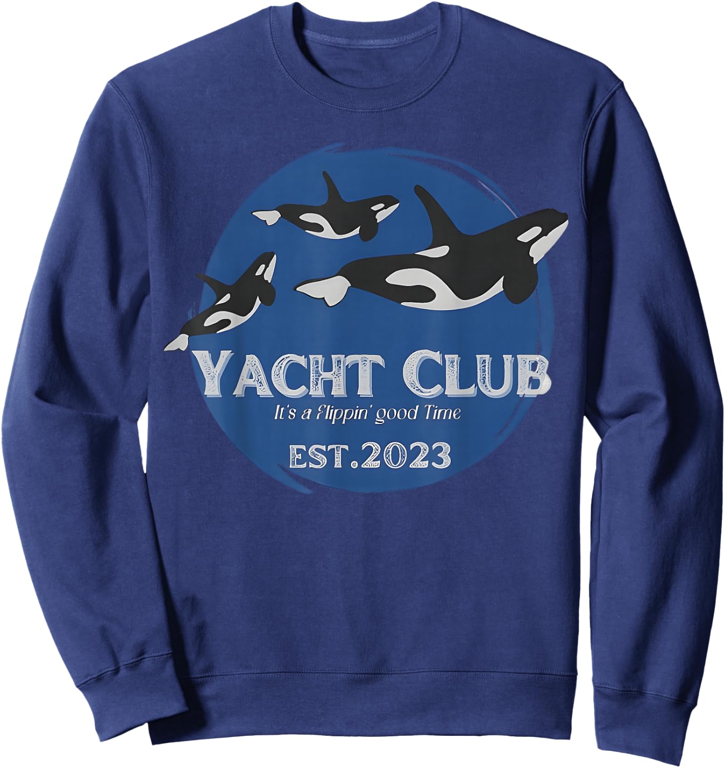Yacht Club Orca Funny Yacht Tipping Killer Whale Sweatshirt - Sweatshirt | Navy