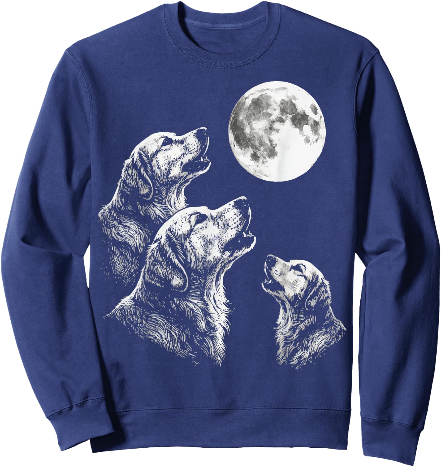 Golden Retriever Howling At Moon Sweatshirt - Sweatshirt | Navy