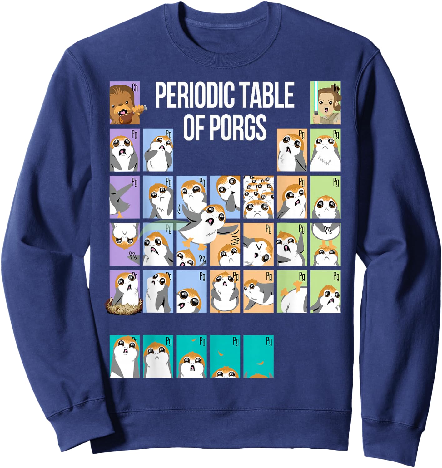 Star Wars Periodic Table Of Porgs Cute Group Shot Sweatshirt - Sweatshirt | Navy