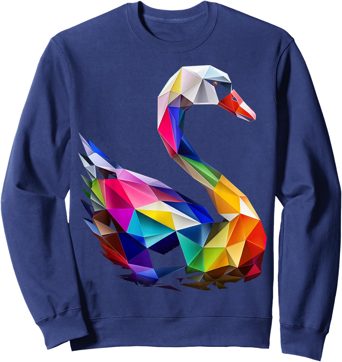 Schwan Bunte Vogelkunst Tier Polygon Grafik Schwan Sweatshirt - Sweatshirt | Navy
