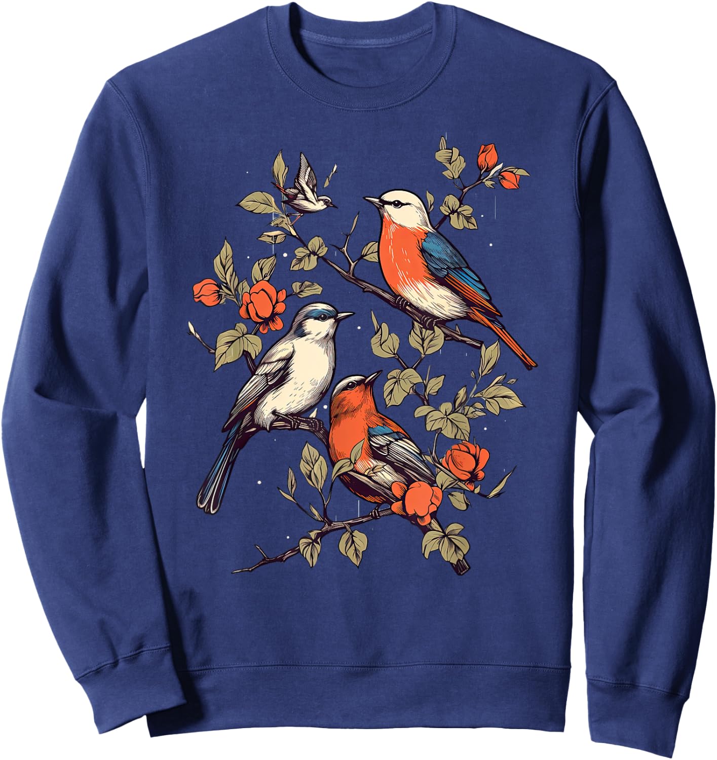 Birds On A tree Branch Birding Bird Watching Bird Sweatshirt - Sweatshirt | Navy