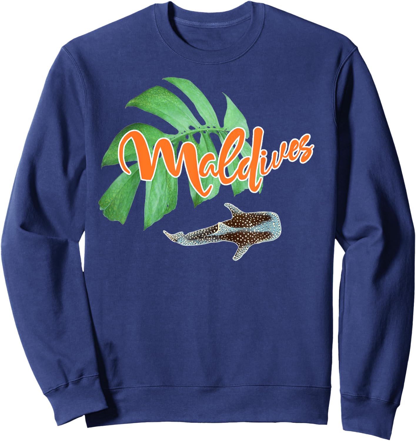 Maldives Whale Shark Monstera Vacation Travel Souvenir Gift Sweatshirt - Sweatshirt | Navy