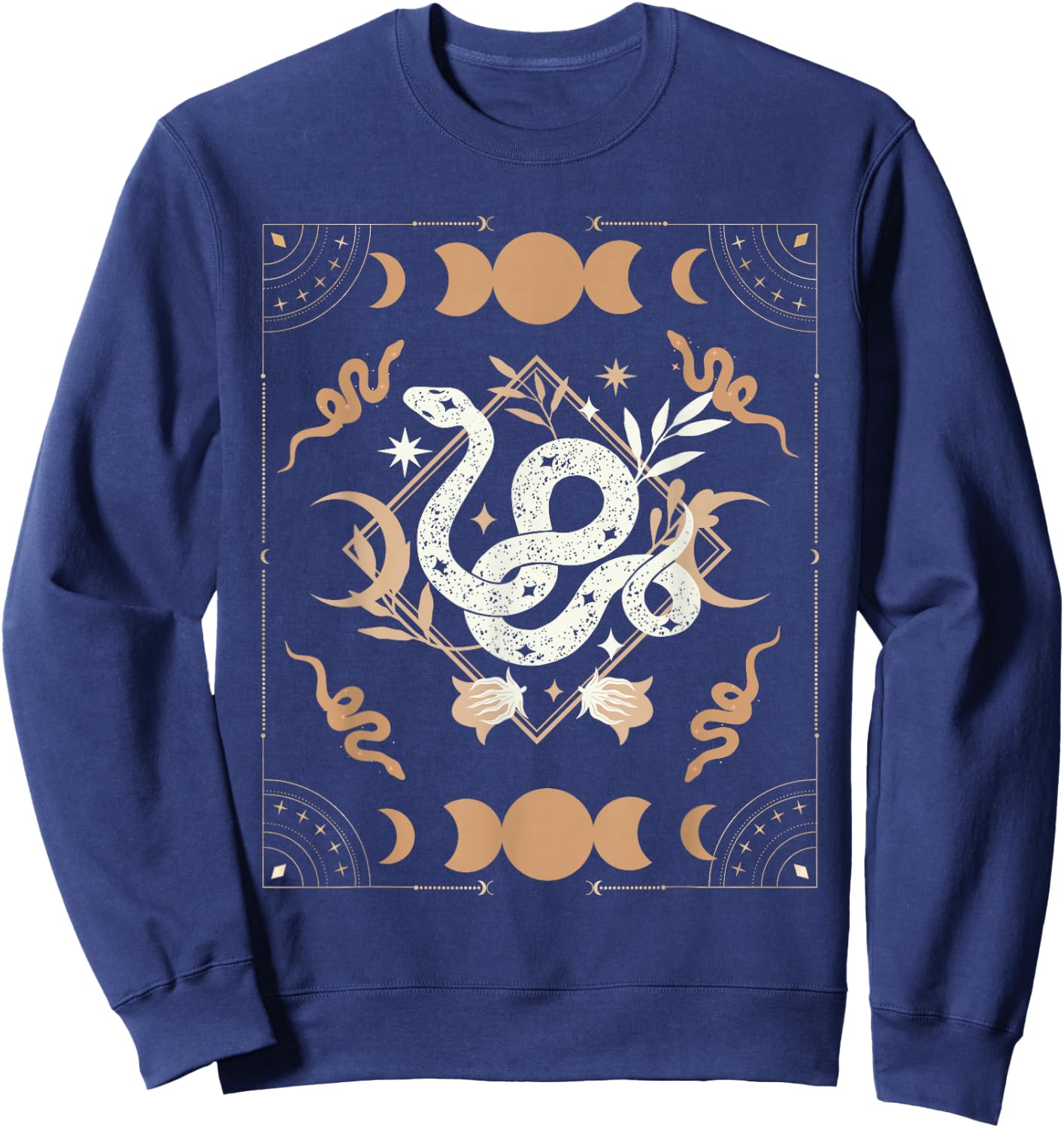 Dark Academia Aesthetic Celestial Boho Tarot Snakes Witchy Sweatshirt - Sweatshirt | Navy