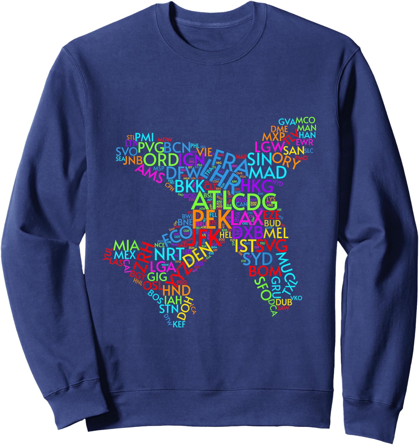 World Traveler Airport Codes of the World Sweatshirt - Sweatshirt | Navy