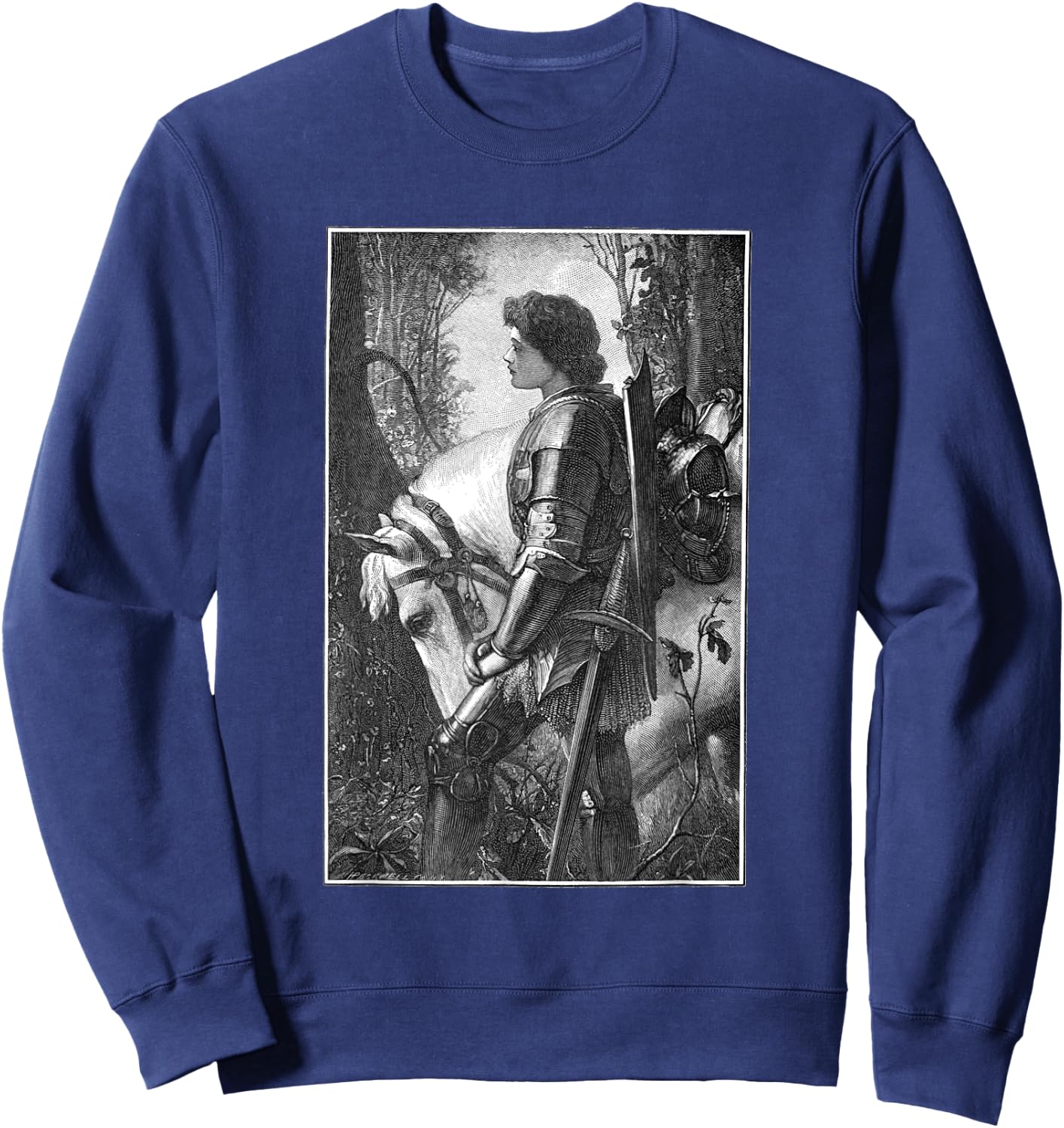 Sir Galahad by G.F. Watts Engraved by H.W. Peckwell Sweatshirt - Sweatshirt | Navy