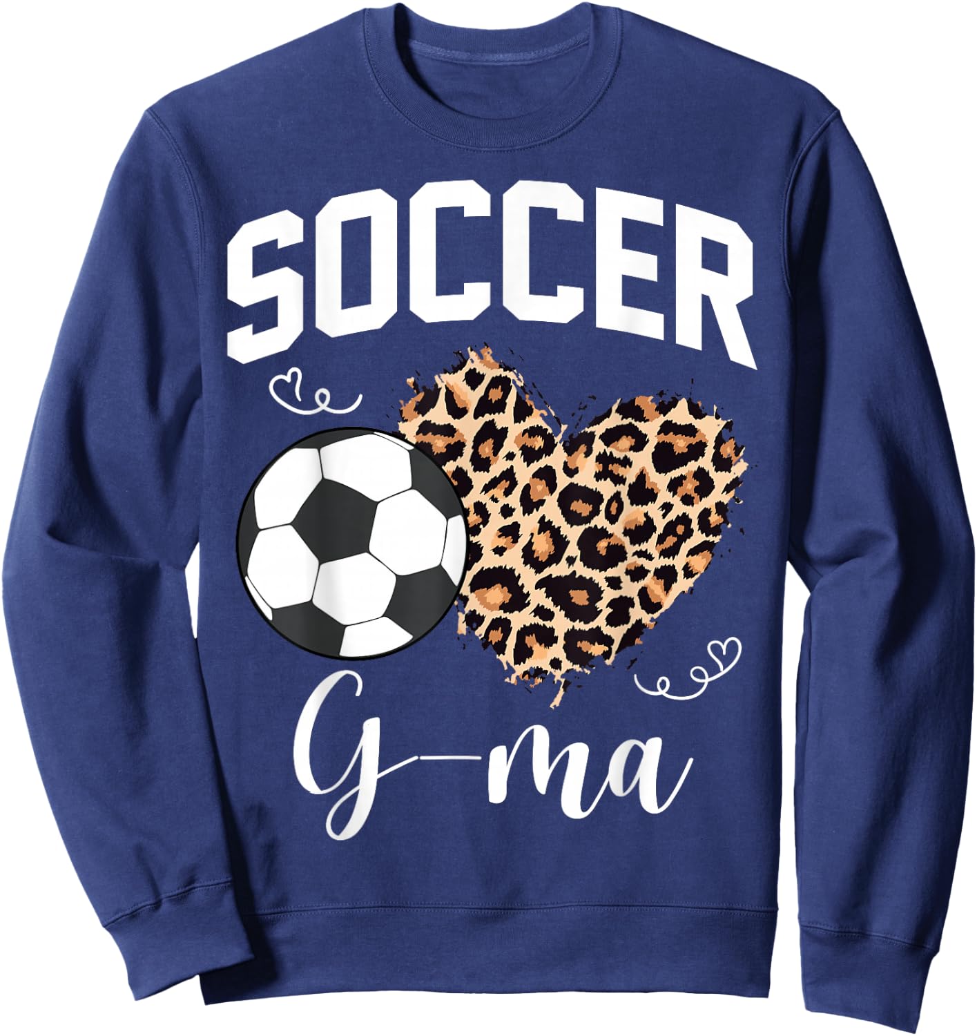 Soccer G-Ma Heart Leopard Mom Grandma Matching Family Sweatshirt - Sweatshirt | Navy