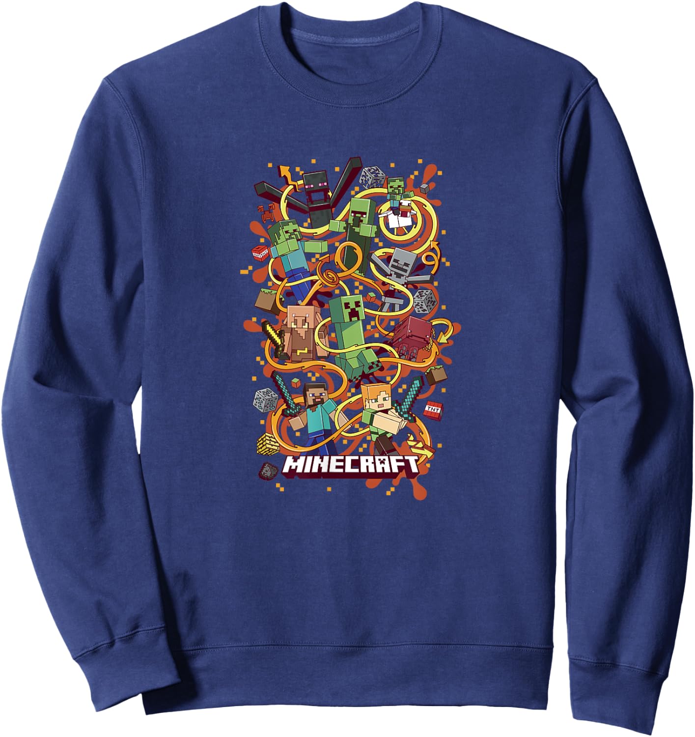 Minecraft Group Shot Funtage Arrow Composition , Black, S Sweatshirt - Sweatshirt | Navy