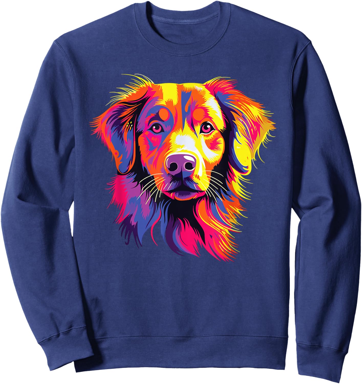 Watercolor Colorful Nova Scotia Duck Tolling Retriever Dog Sweatshirt - Sweatshirt | Navy