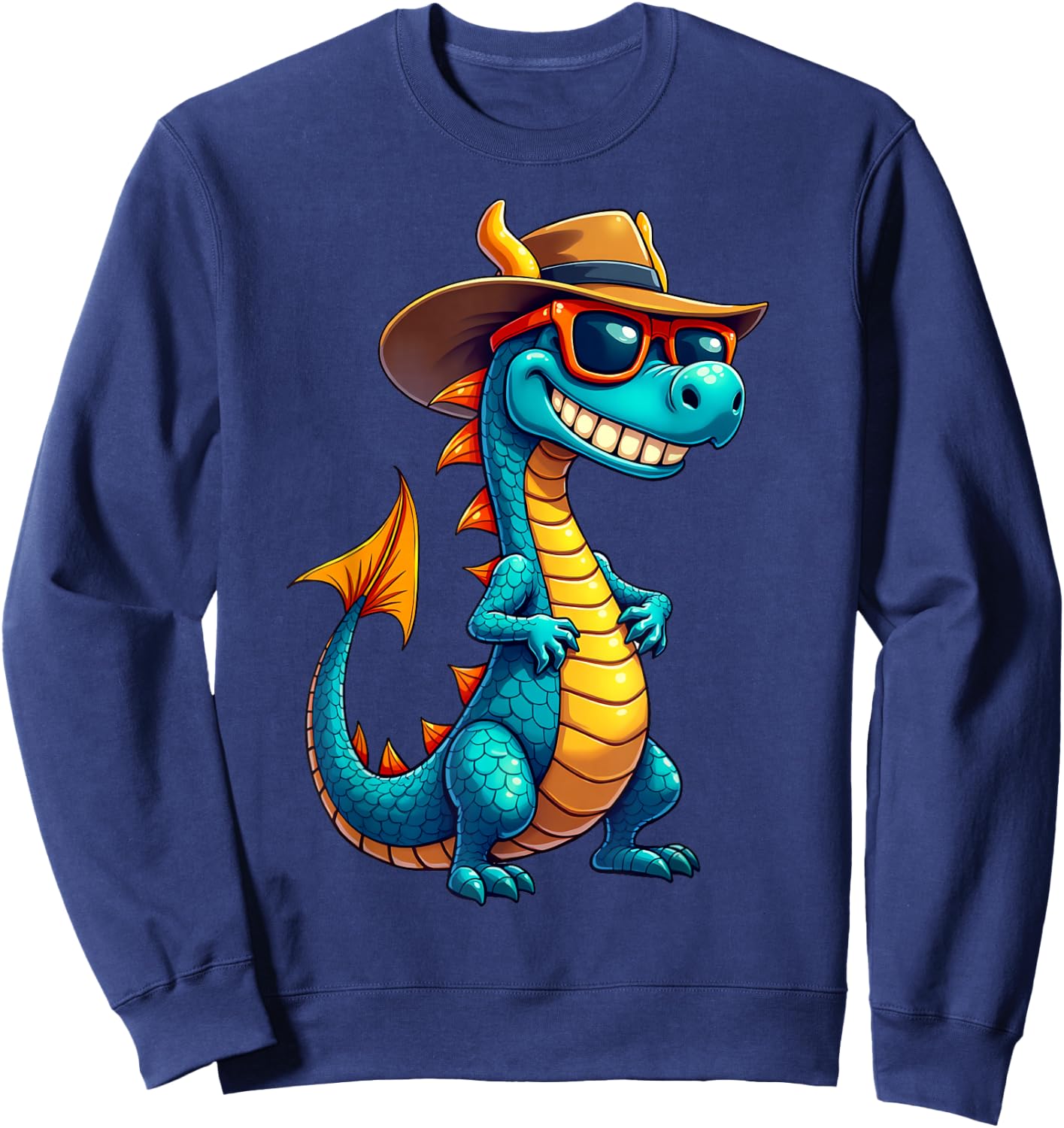 Funny Dragon Lover Vintage Graphic Design Women Kids Sweatshirt - Sweatshirt | Navy