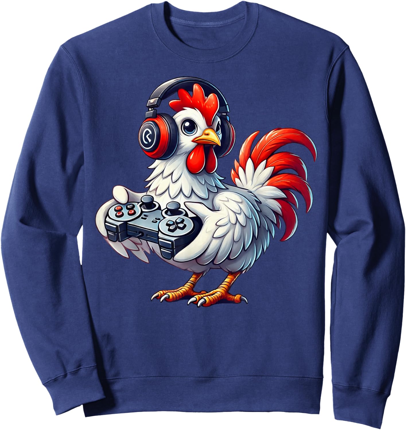 Chicken Funny Video Games Graphic Chicken Gamers Sweatshirt - Sweatshirt | Navy