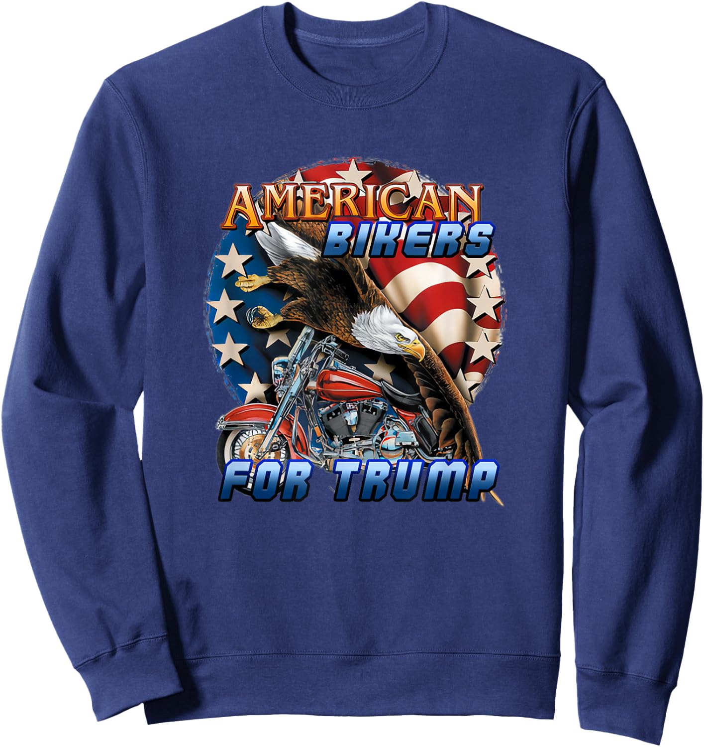 American Bikers For Trump Eagle Flag Motorbike 2020 Election Sweatshirt - Sweatshirt | Navy