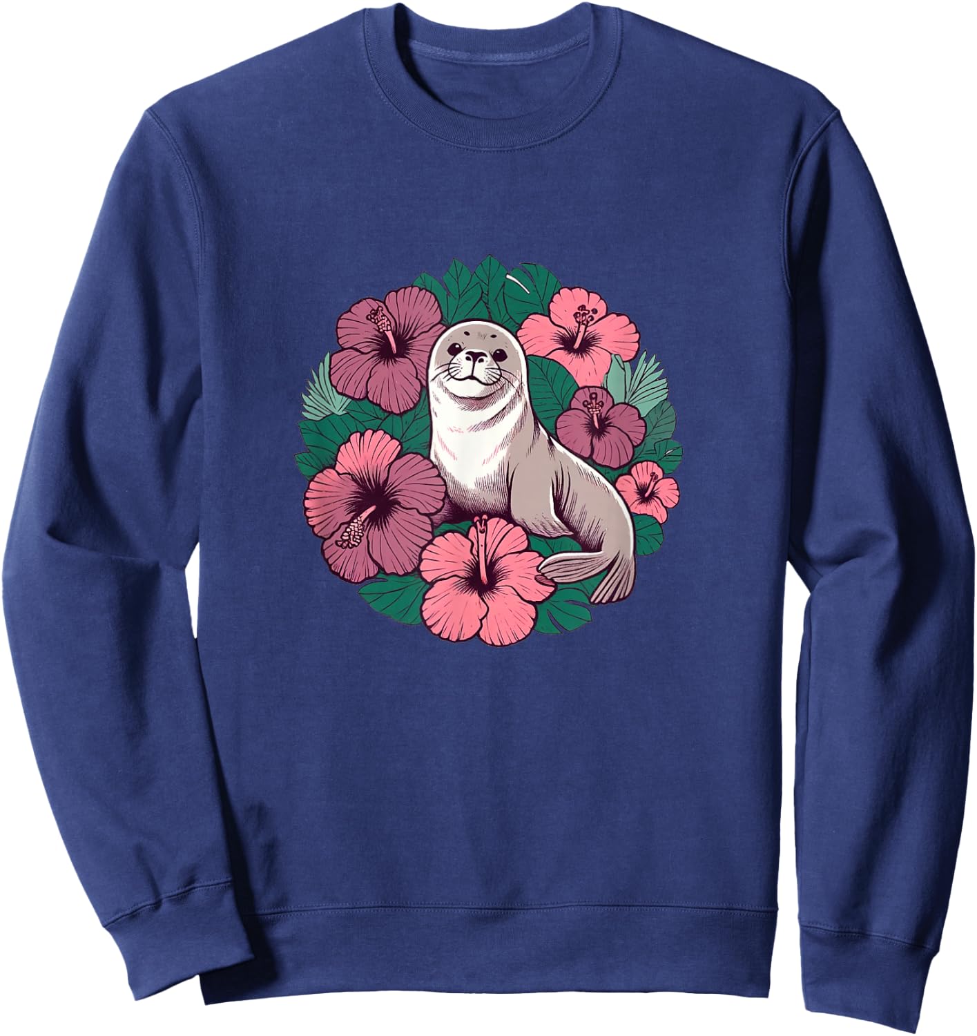 Retro Hawaii Hawaiian monk seal Sweatshirt - Sweatshirt | Navy