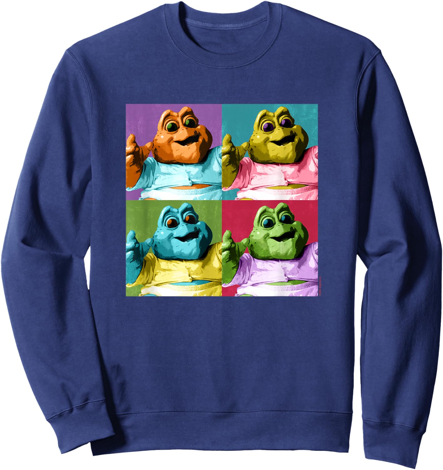 Dinosaurs Baby Sinclair Colourful Vintage Big Chest Panels , black Sweatshirt - Sweatshirt | Navy