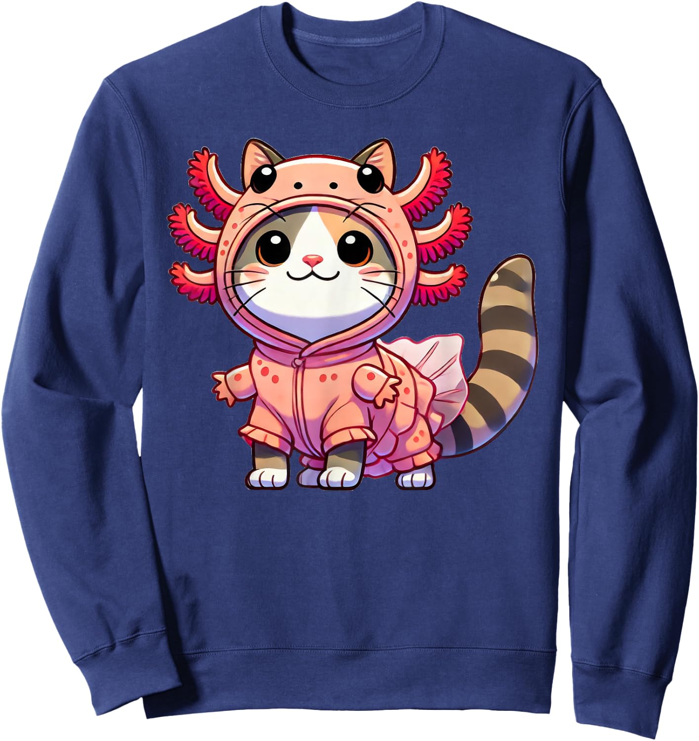 Kawaii Cat Kitten Axolotl Costume Women Kids Sweatshirt - Sweatshirt | Navy