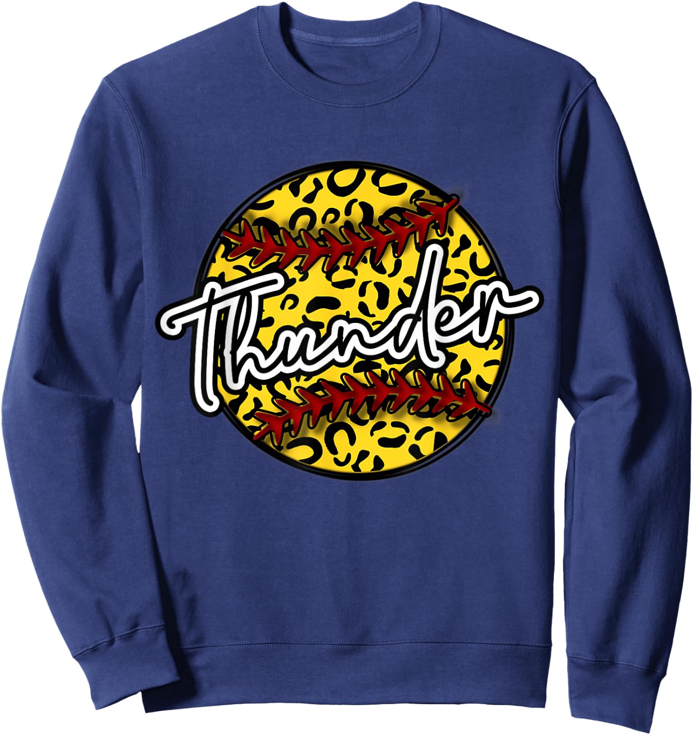 THUNDER Leopard Cheetah Softball Team Trendy Cute Womans Top Sweatshirt - Sweatshirt | Navy