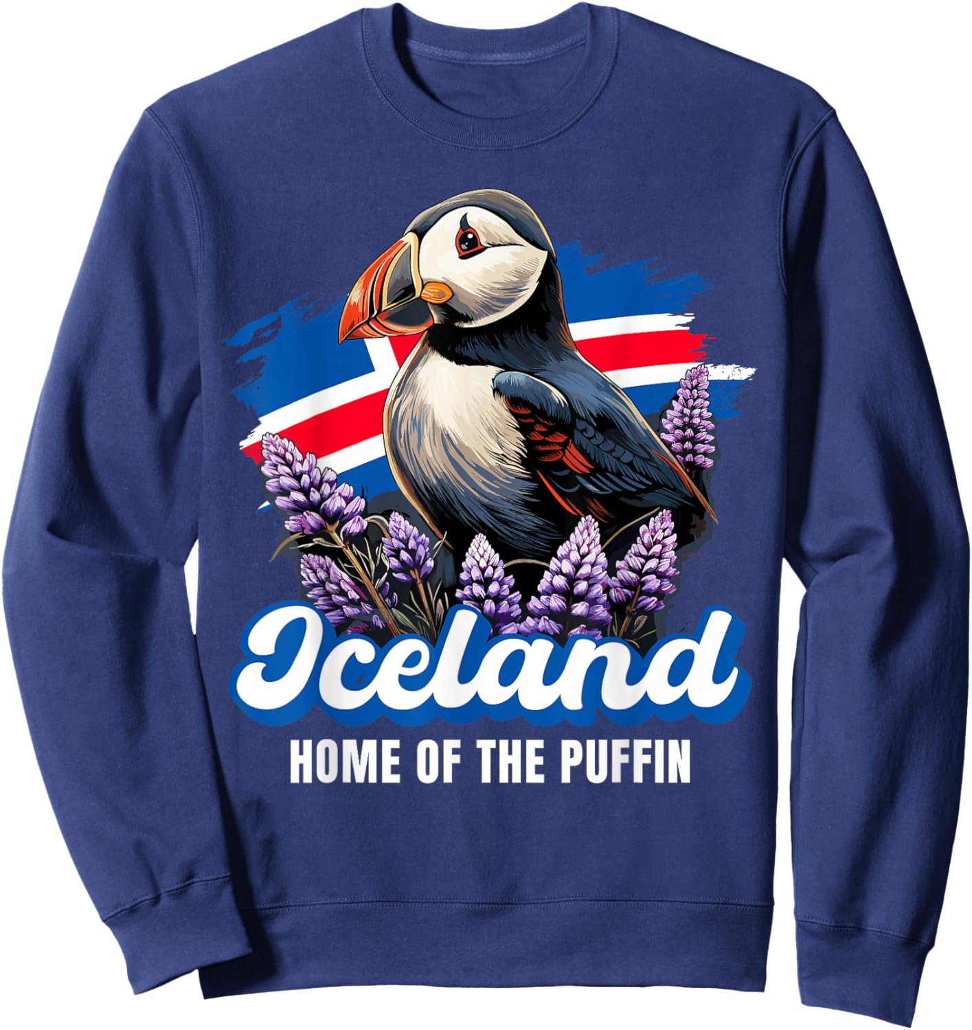 Iceland Iceland Iceland Flag Puffin , black Sweatshirt - Sweatshirt | Navy