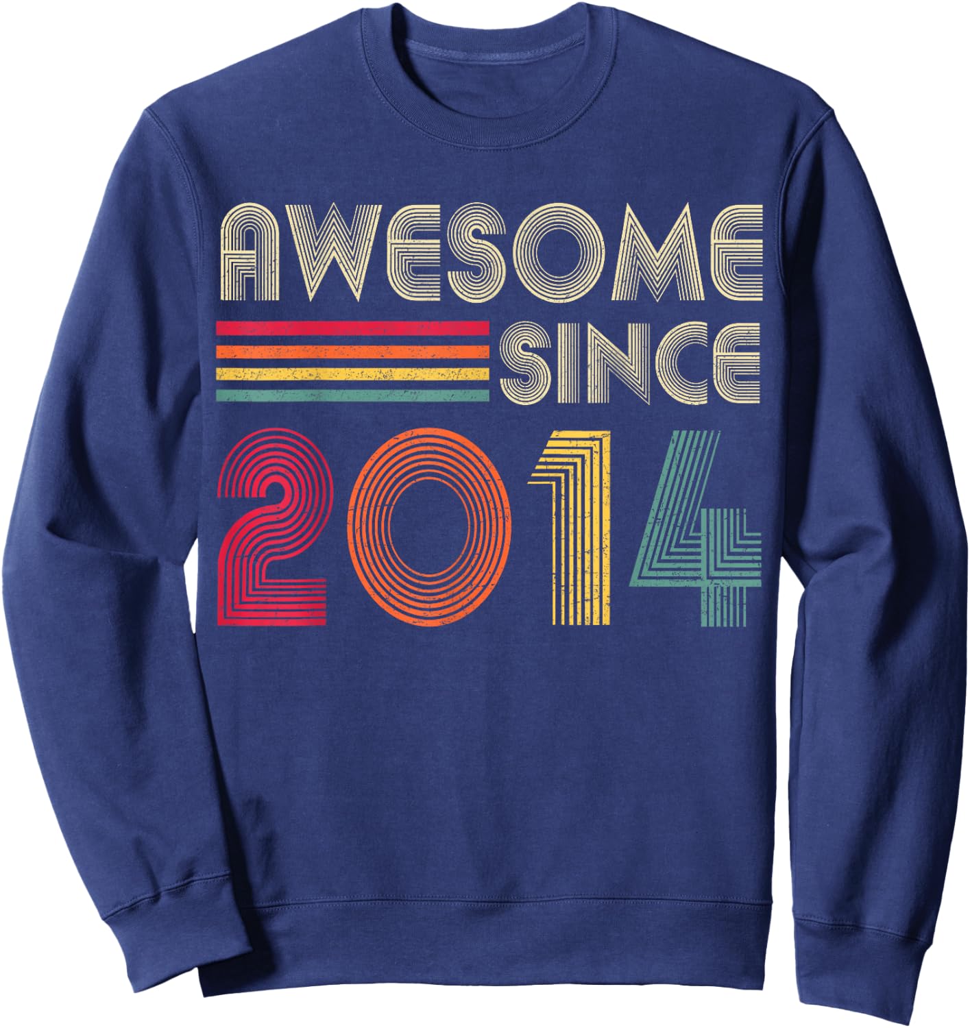 Awesome Since 2014 8th Birthday Retro Sweatshirt - Sweatshirt | Navy