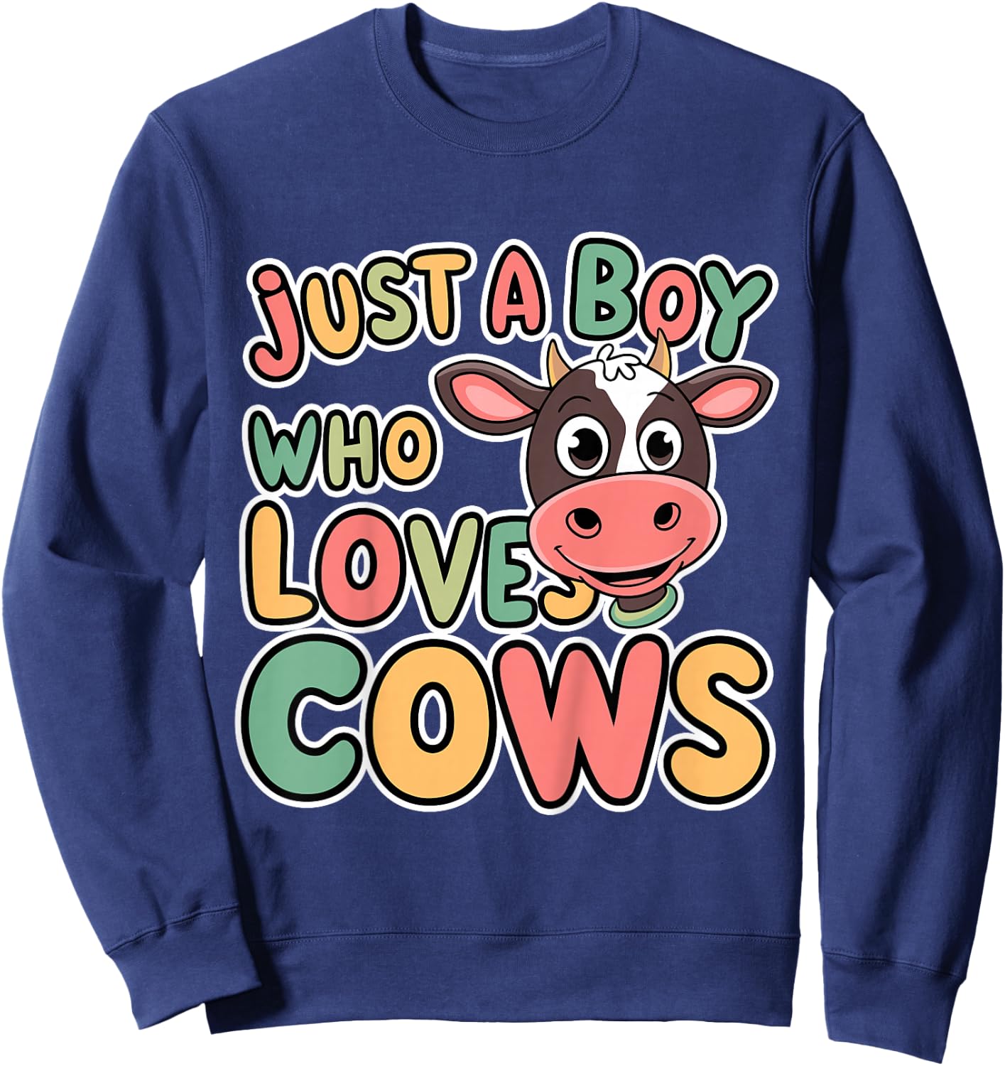 Kids Just A Boy Who Loves Cows Kids Sweatshirt - Sweatshirt | Navy