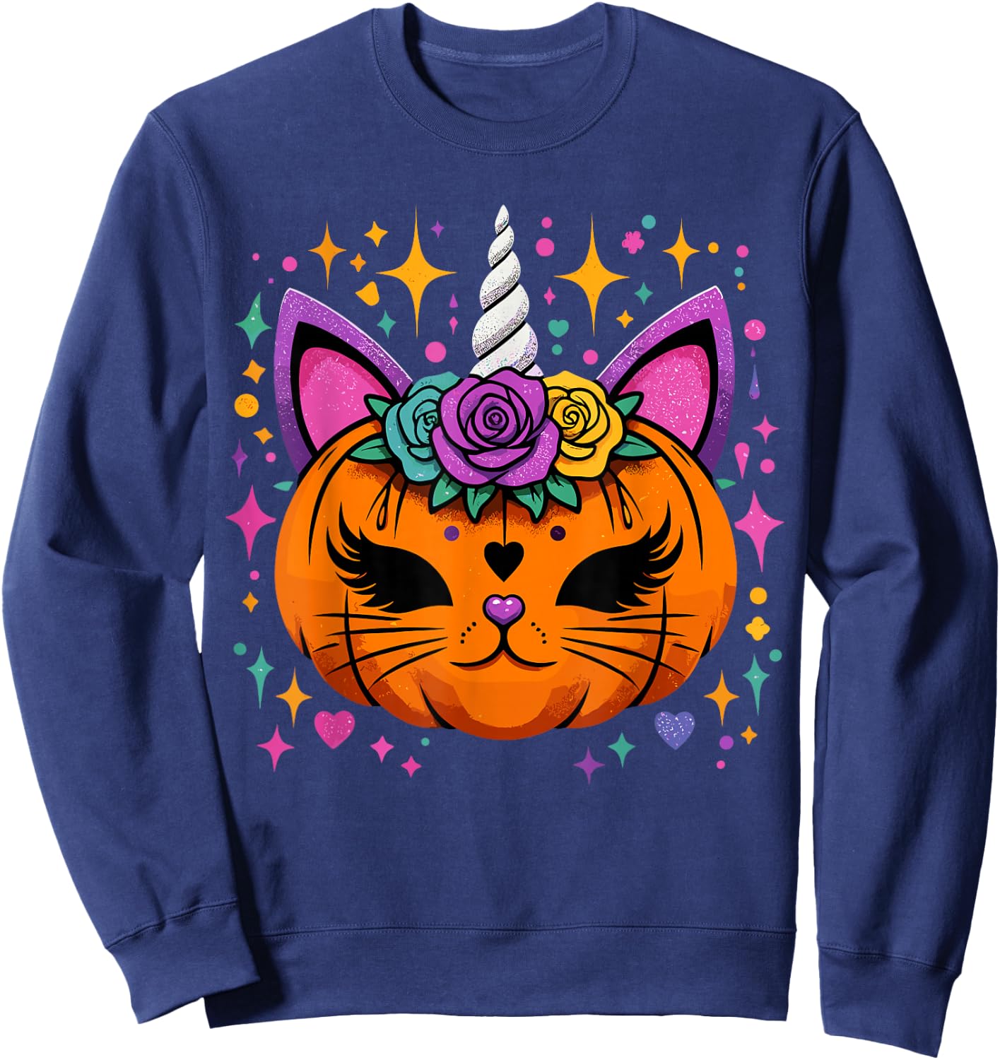 Unicorn Pumpkin Girls Halloween Costume Sweatshirt - Sweatshirt | Navy