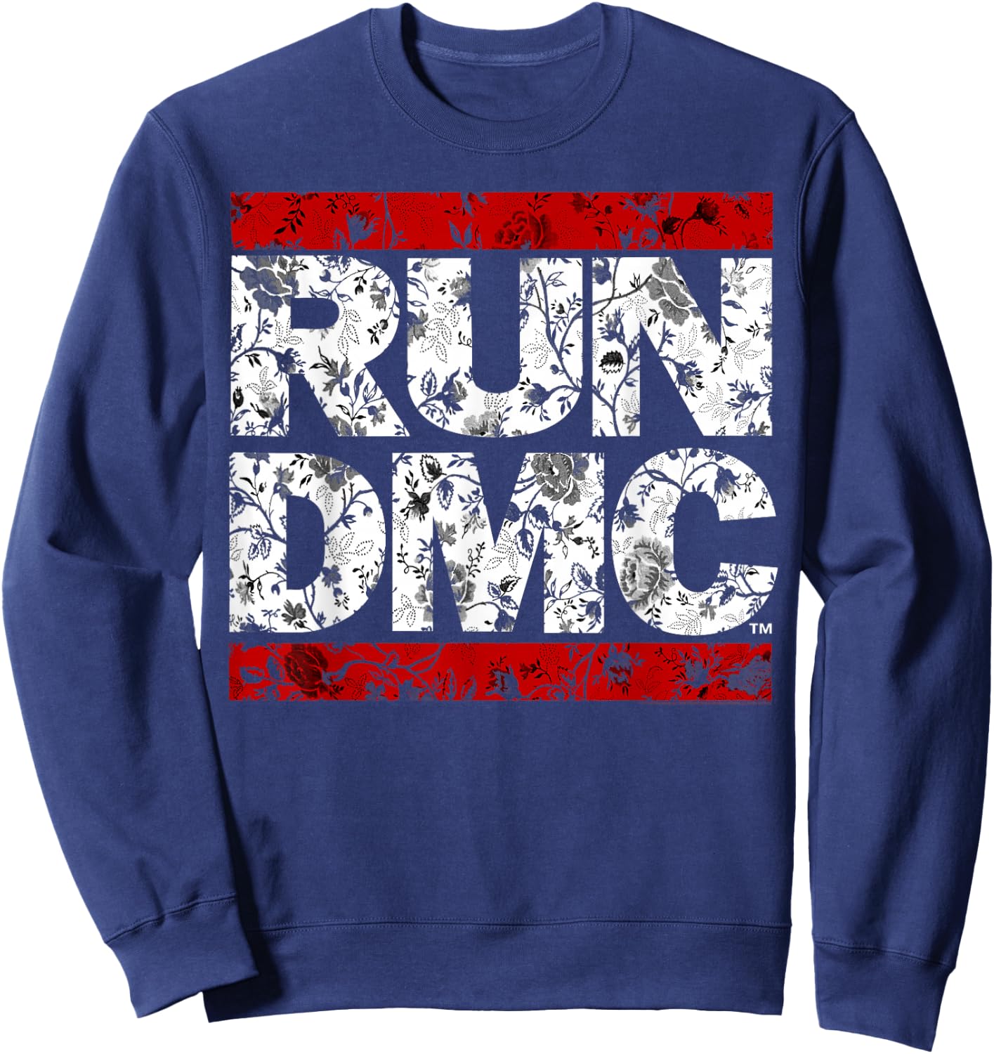 Run DMC Official Floral Red Logo , black Sweatshirt - Sweatshirt | Navy
