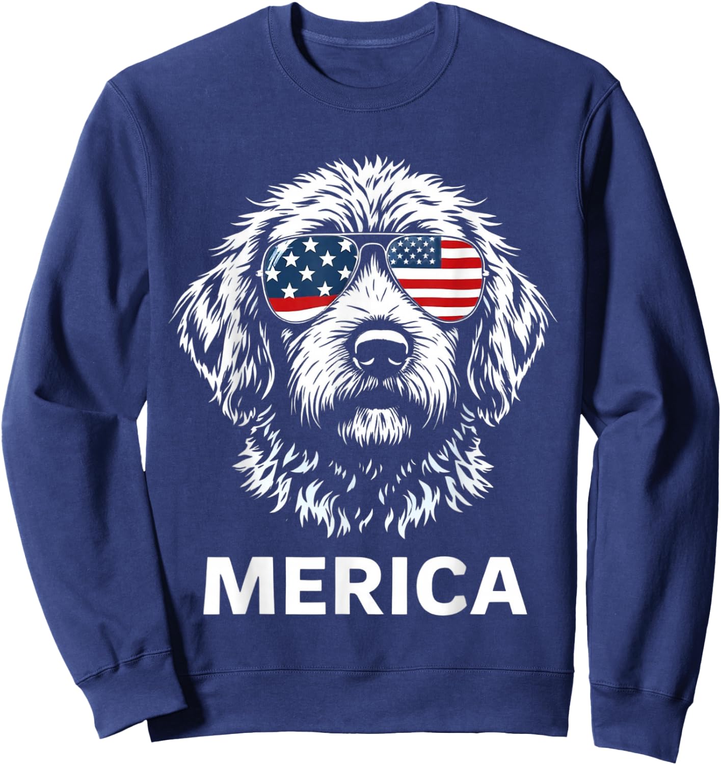 American Flag Merica Goldendoodle dog 4th Of July kids women Sweatshirt - Sweatshirt | Navy