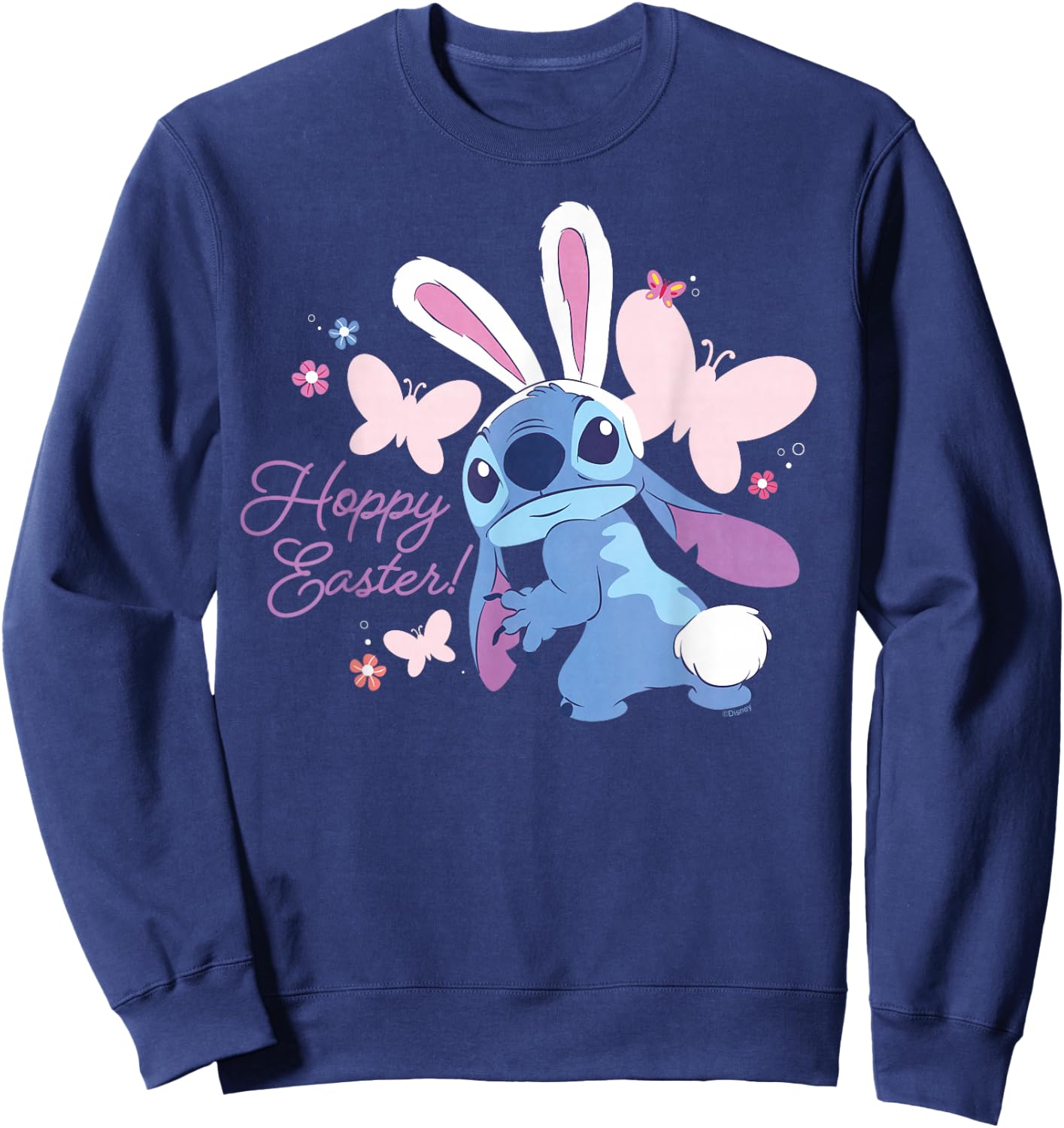 Disney Lilo & Stitch Hoppy Easter Bunny and Butterflies Sweatshirt - Sweatshirt | Navy