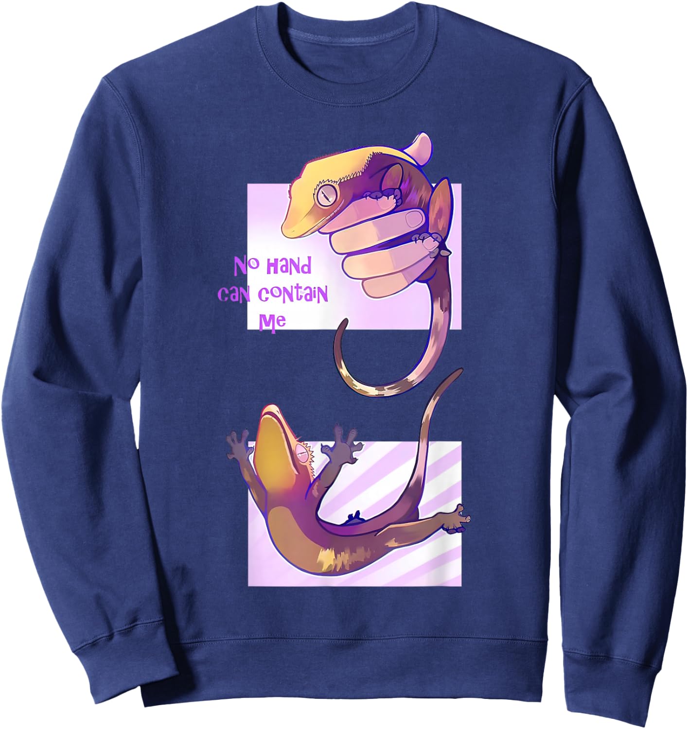 No Hand Can Contain Me Funny Gecko Sweatshirt - Sweatshirt | Navy