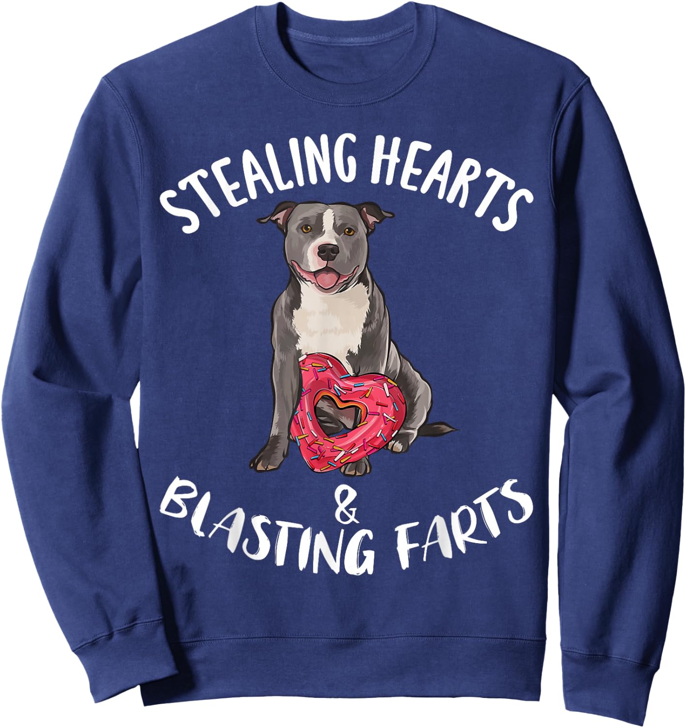 Funny Staffordshire Bull Terrier Steal The Heart Sweatshirt - Sweatshirt | Navy