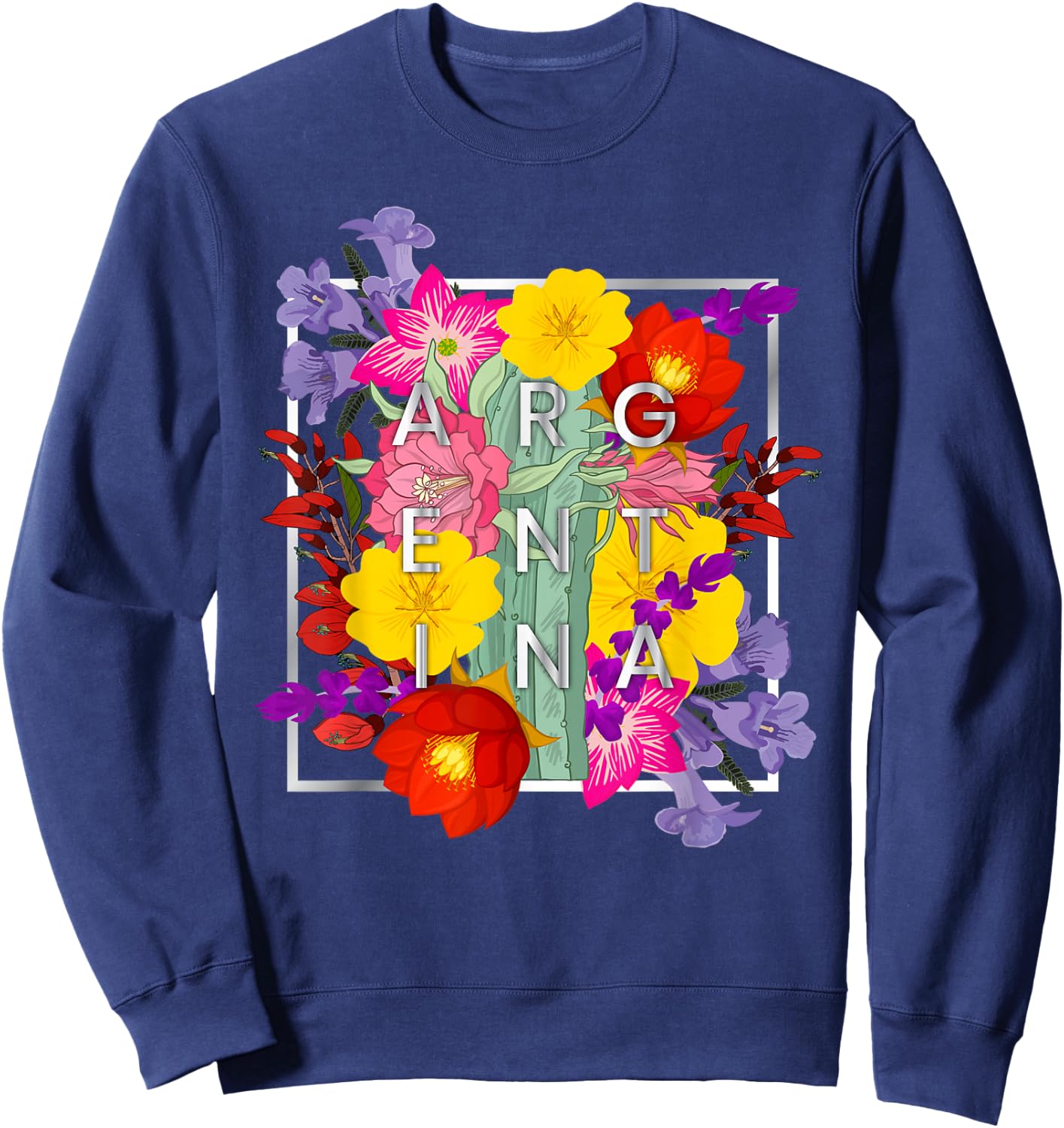 Flowers of Argentine Word Art - Argentine Pride Sweatshirt - Sweatshirt | Navy