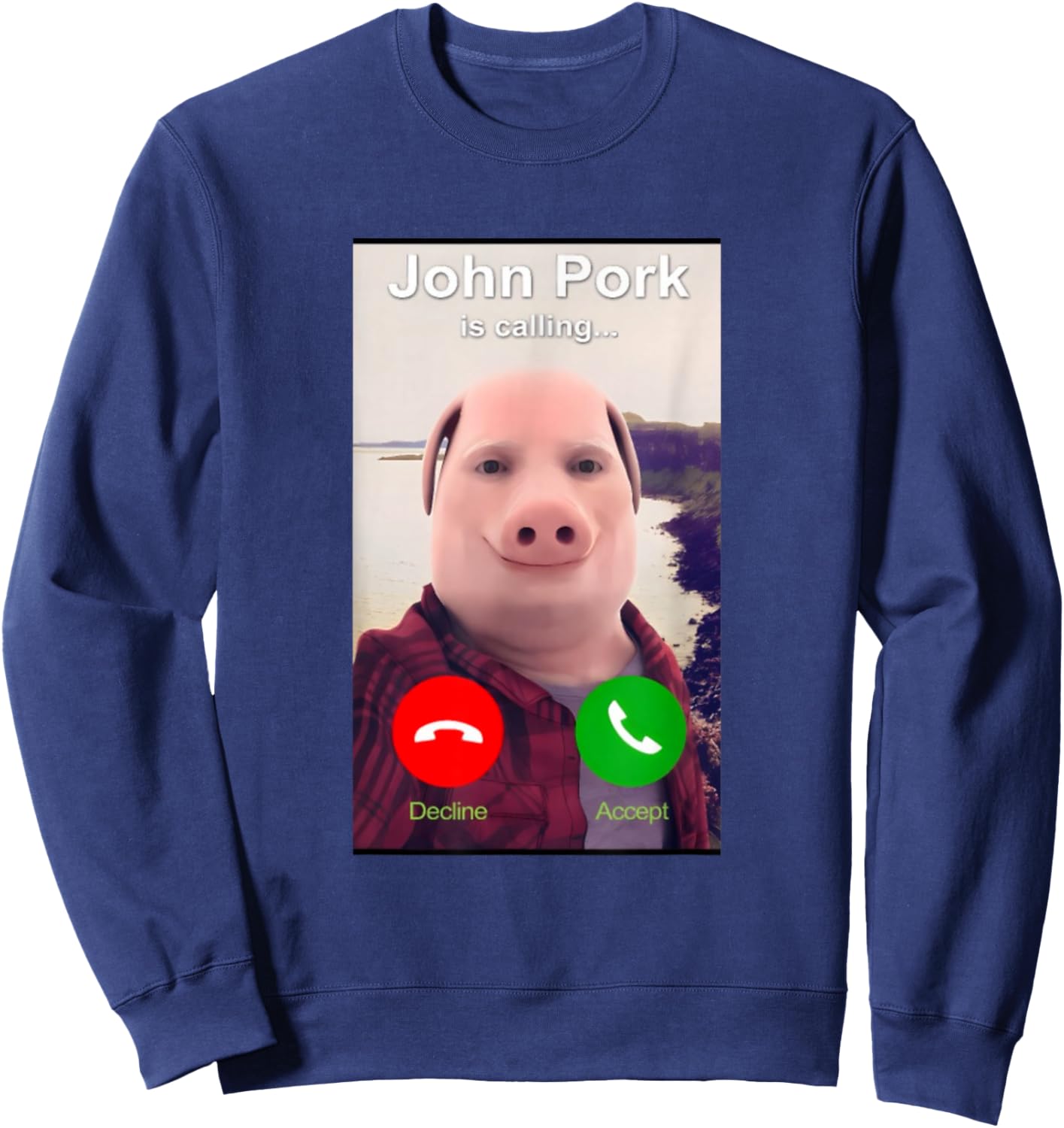 I Love John Pork Funny Genz Meme Sweatshirt - Sweatshirt | Navy