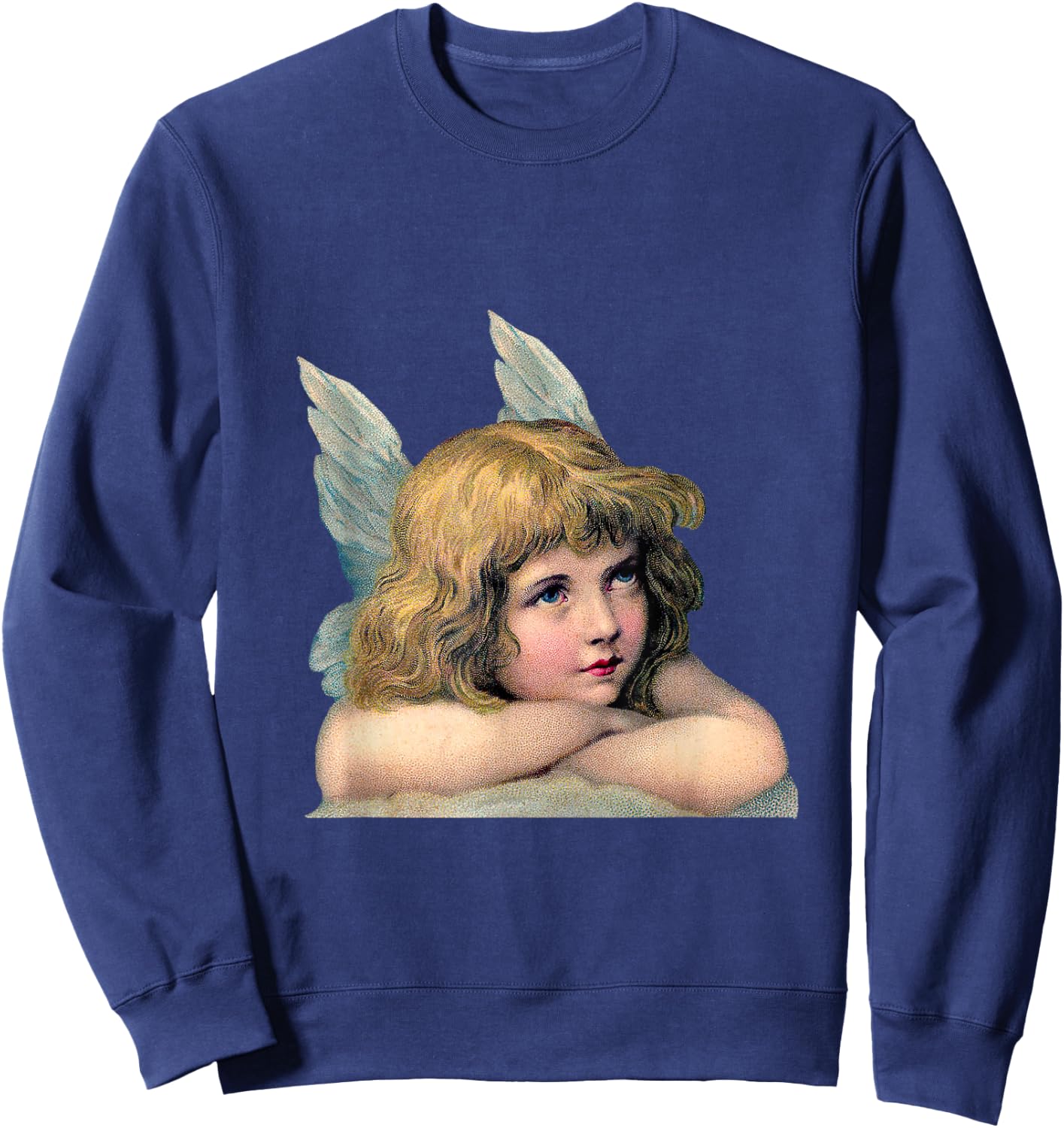 Ange vintage sur nuage céleste protection ange Sweatshirt - Sweatshirt | Navy