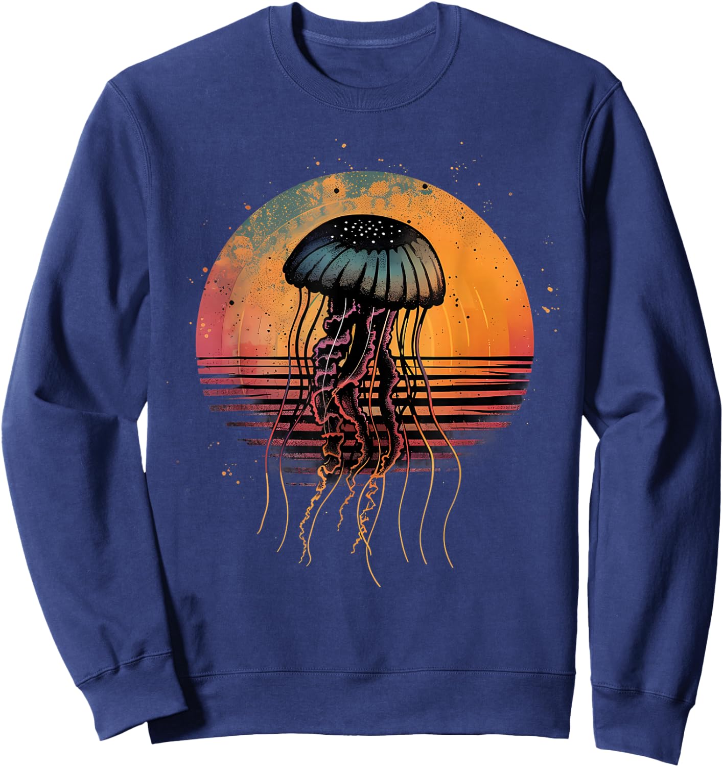 Jellyfish Ocean Sea Jellyfish Sunset Sea Ocean Animal Lover Sweatshirt - Sweatshirt | Navy