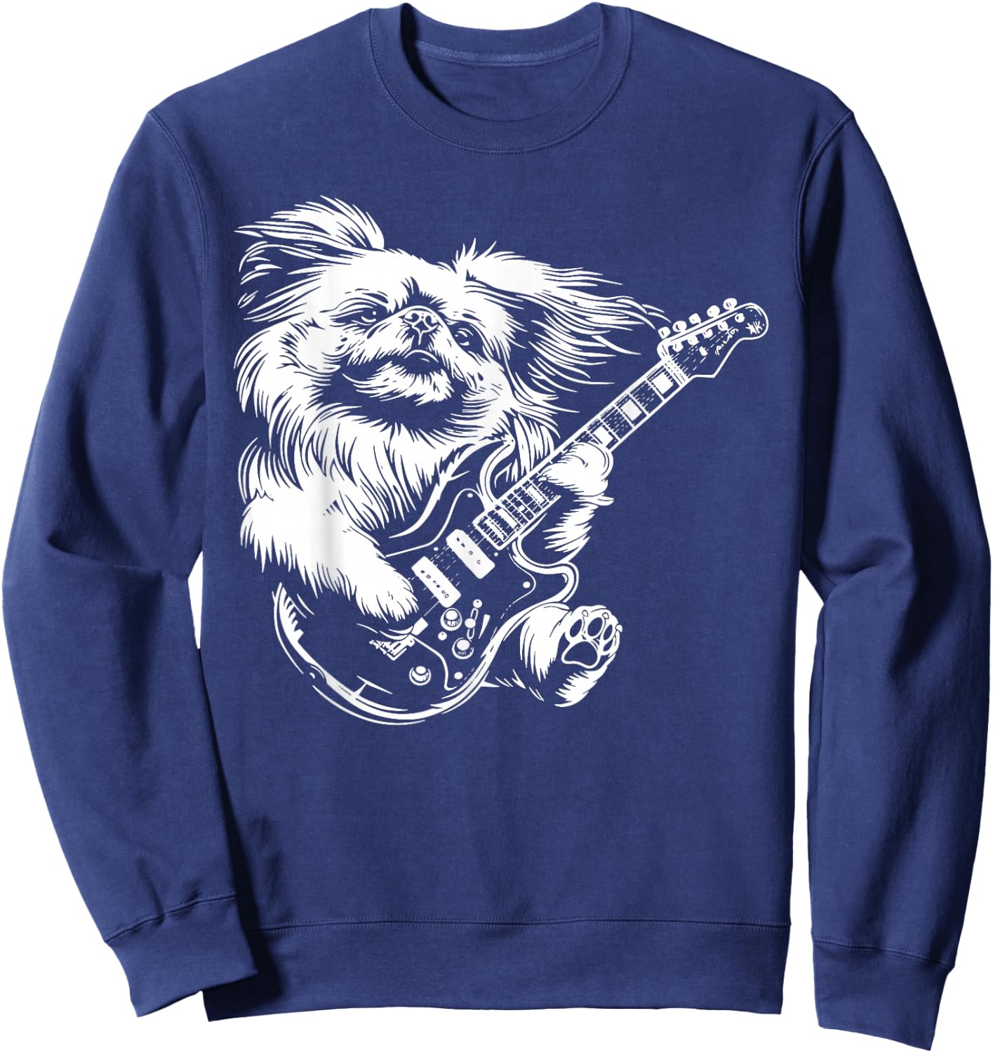 Dog Guitarist Guitar - Pekingese Dad Mom Men Women Sweatshirt - Sweatshirt | Navy