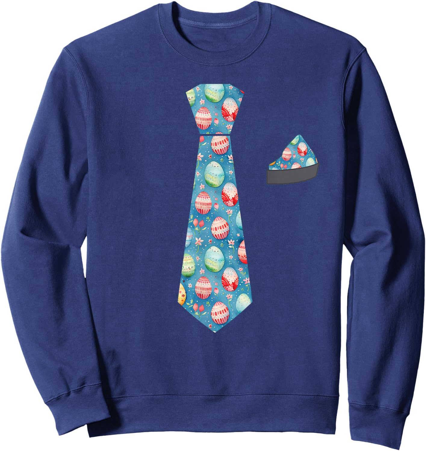 Funny Easter Bunny Tie For Boys Kids Toddlers Men Sweatshirt - Sweatshirt | Navy