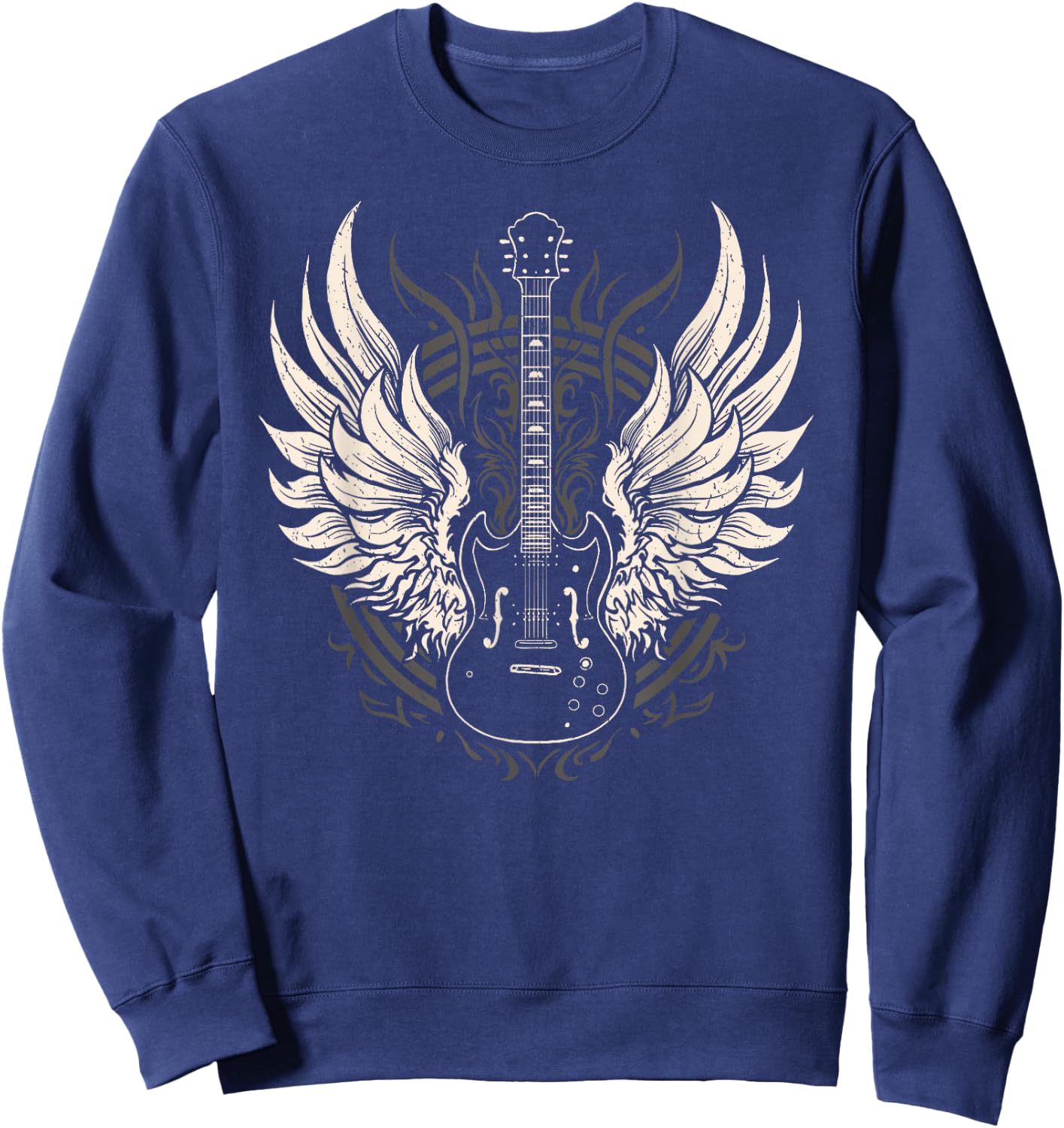 Guitar with Wings Art Graphic Women Children Sweatshirt - Sweatshirt | Navy