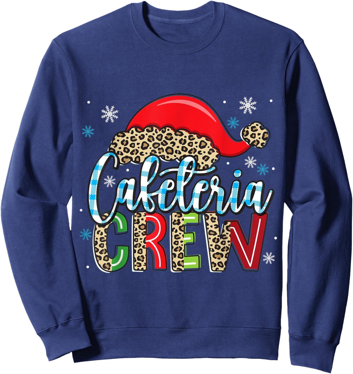 Cafeteria Crew Leopard Christmas Lunch Lady Xmas Sweatshirt - Sweatshirt | Navy