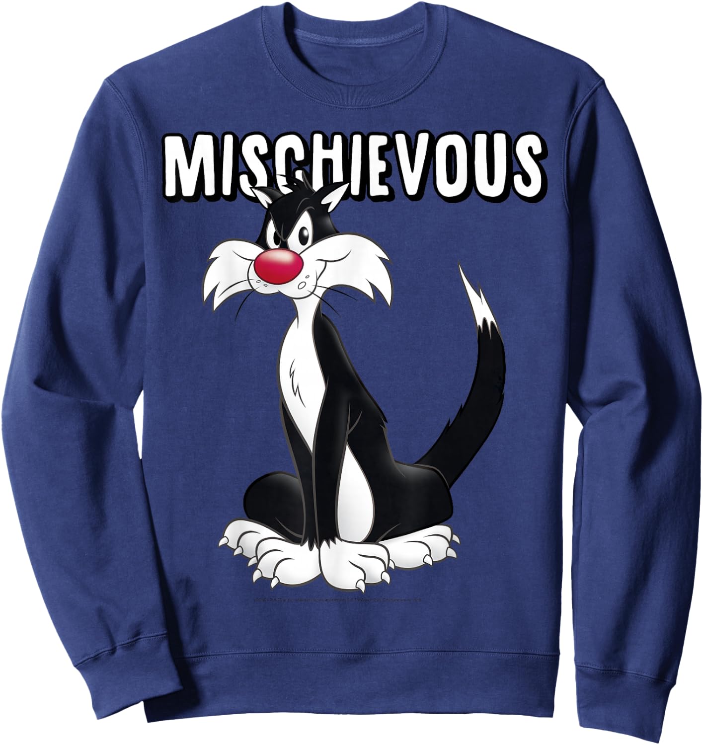 Looney Tunes Sylvester Mischievous Vintage Cat Portrait Sweatshirt - Sweatshirt | Navy