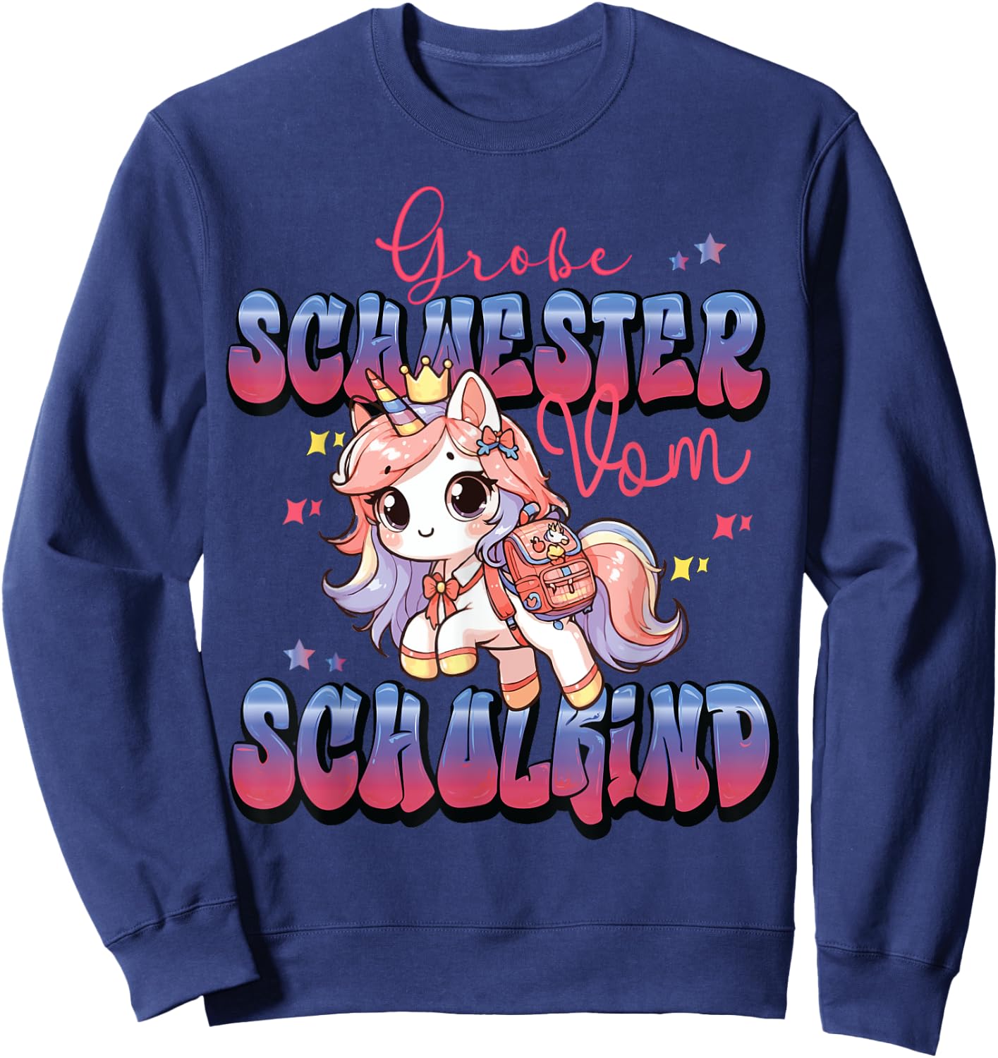 Süßes Einhorn Große Schwester von Schulkind Einschulung Sweatshirt - Sweatshirt | Navy