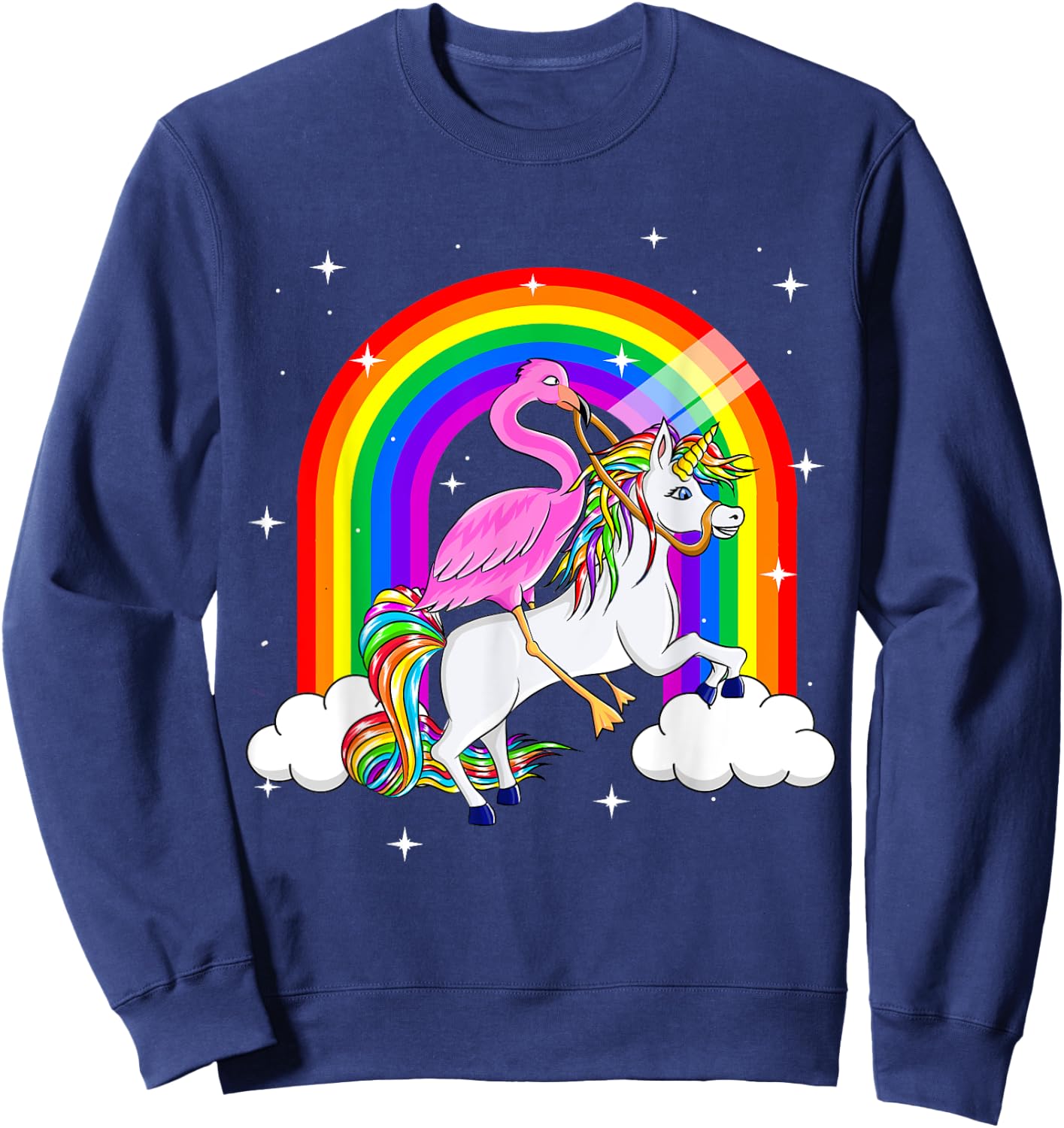 Flamingo Riding Unicorn Flamingo Gift Jokes Women Sweatshirt - Sweatshirt | Navy