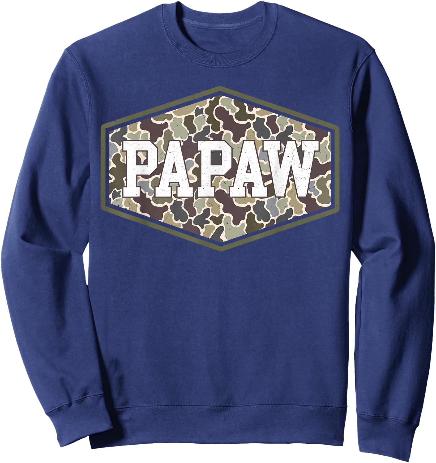 Papaw Camo Camouflage Father's Day Grandfather Sweatshirt - Sweatshirt | Navy