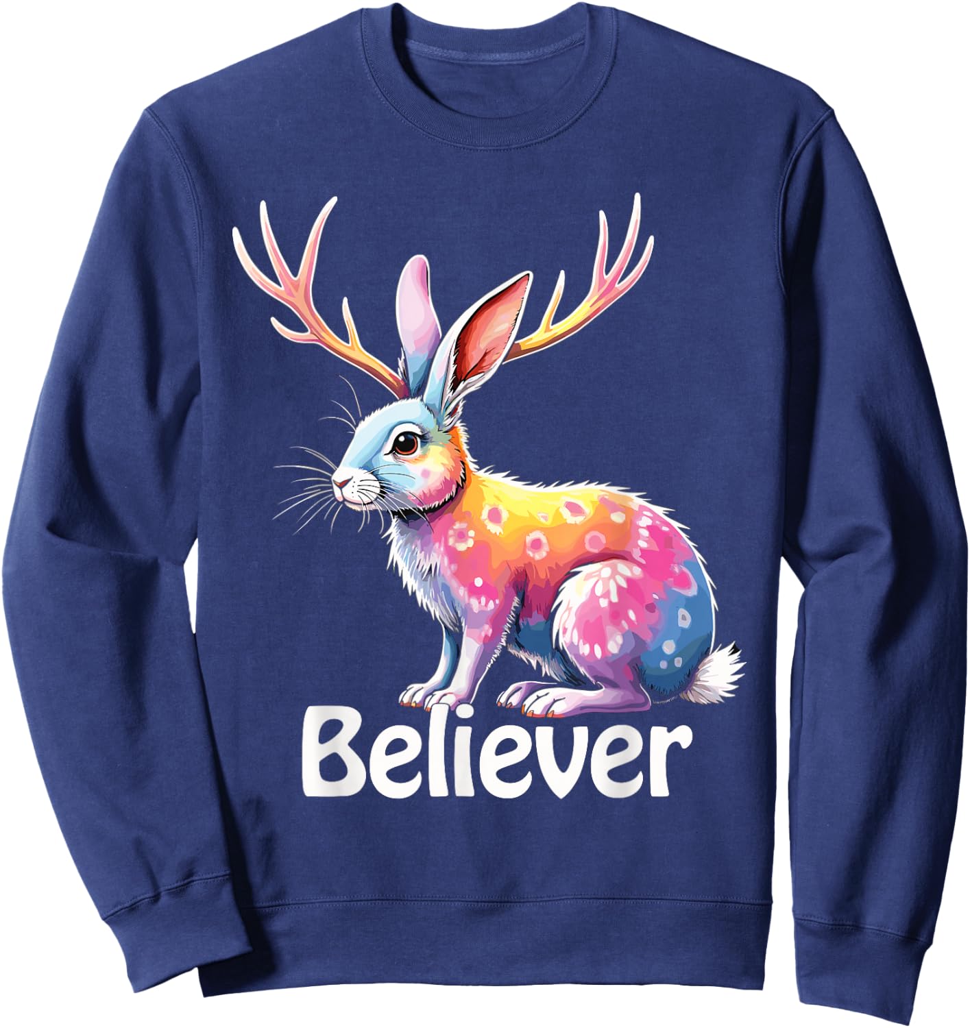 Jackalope Funny Cryptid Mythical Rabbit Sweatshirt - Sweatshirt | Navy