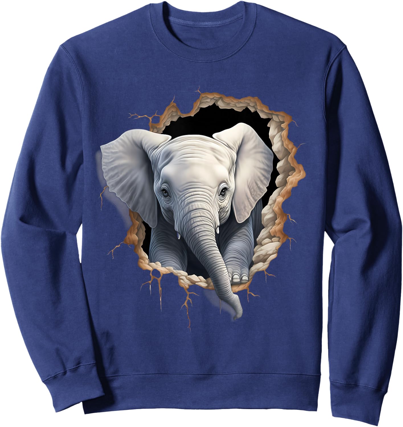 Elefanten-Wandmotiv Kunstwerk Tierwelt afrikanische Tierliebhaber Sweatshirt - Sweatshirt | Navy
