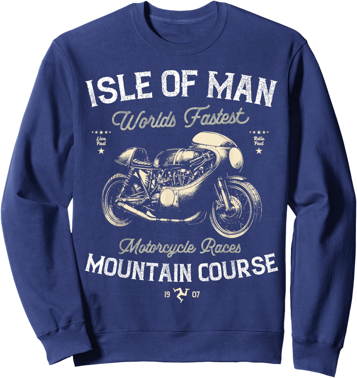 Retro Isle of Man TT Races Vintage Motorcycle Race , Black, S Sweatshirt - Sweatshirt | Navy