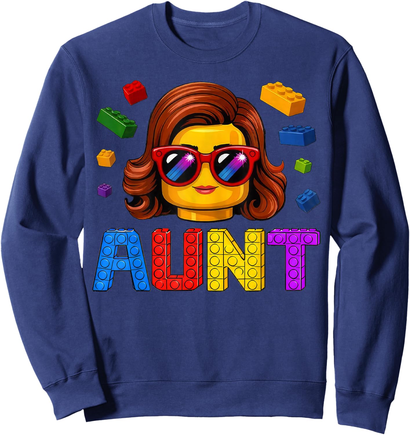 Family Aunt Master Builder Building Bricks Blocks MothersDay Sweatshirt - Sweatshirt | Navy