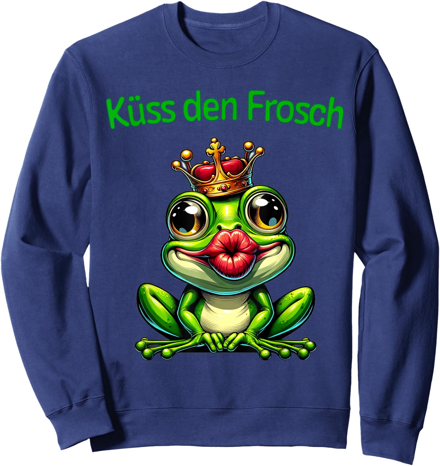 Kiss the Frog | Frog with Crown Carnival , black Sweatshirt - Sweatshirt | Navy