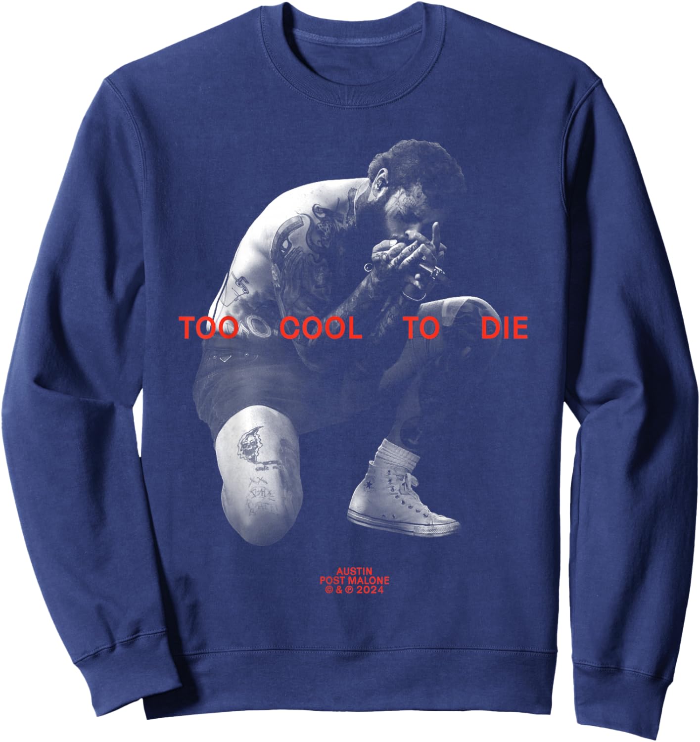 Official Post Malone Too Cool To Die , blue Sweatshirt - Sweatshirt | Navy
