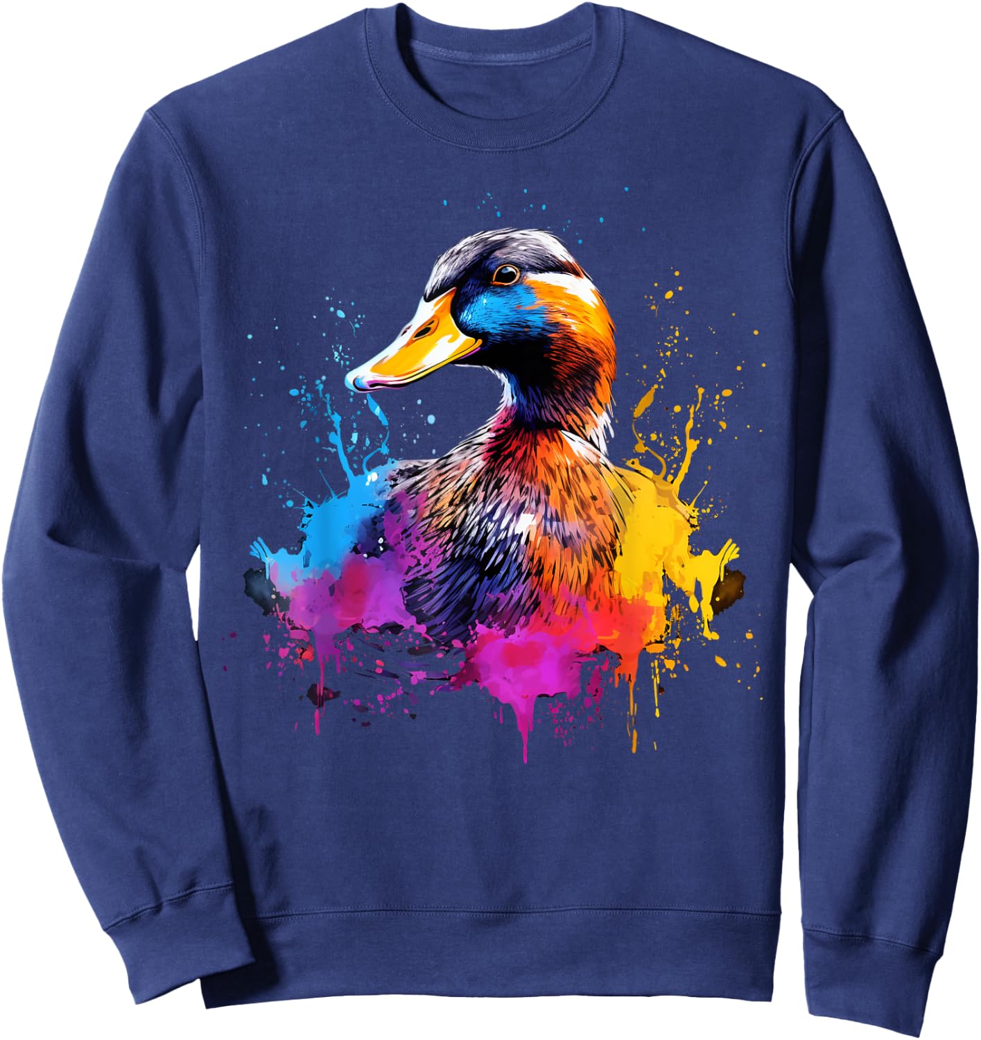 Cool Duck on colorful painted Duck Sweatshirt - Sweatshirt | Navy