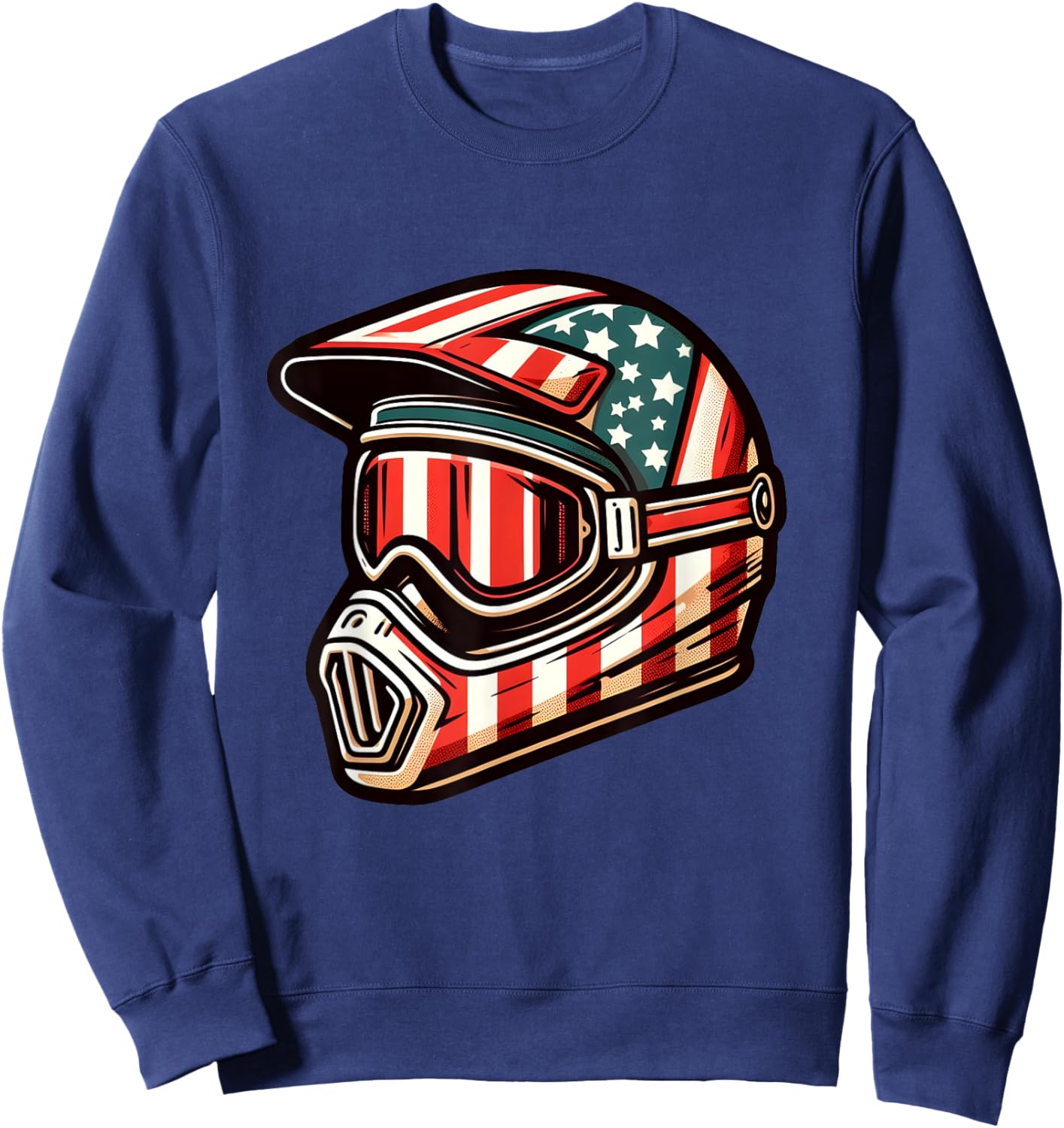 Dirt Bike American USA Flag Motocross Biker 4th of July Sweatshirt - Sweatshirt | Navy