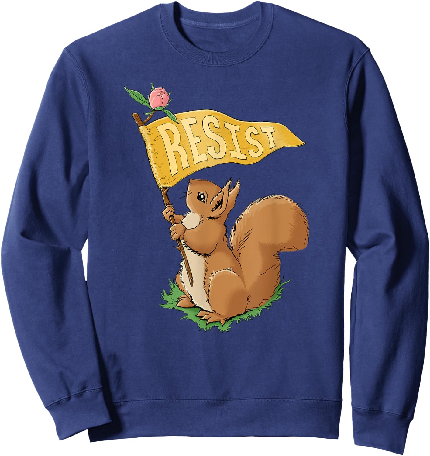 Cute Resist Squirrel / Anti-Trump Sweatshirt - Sweatshirt | Navy