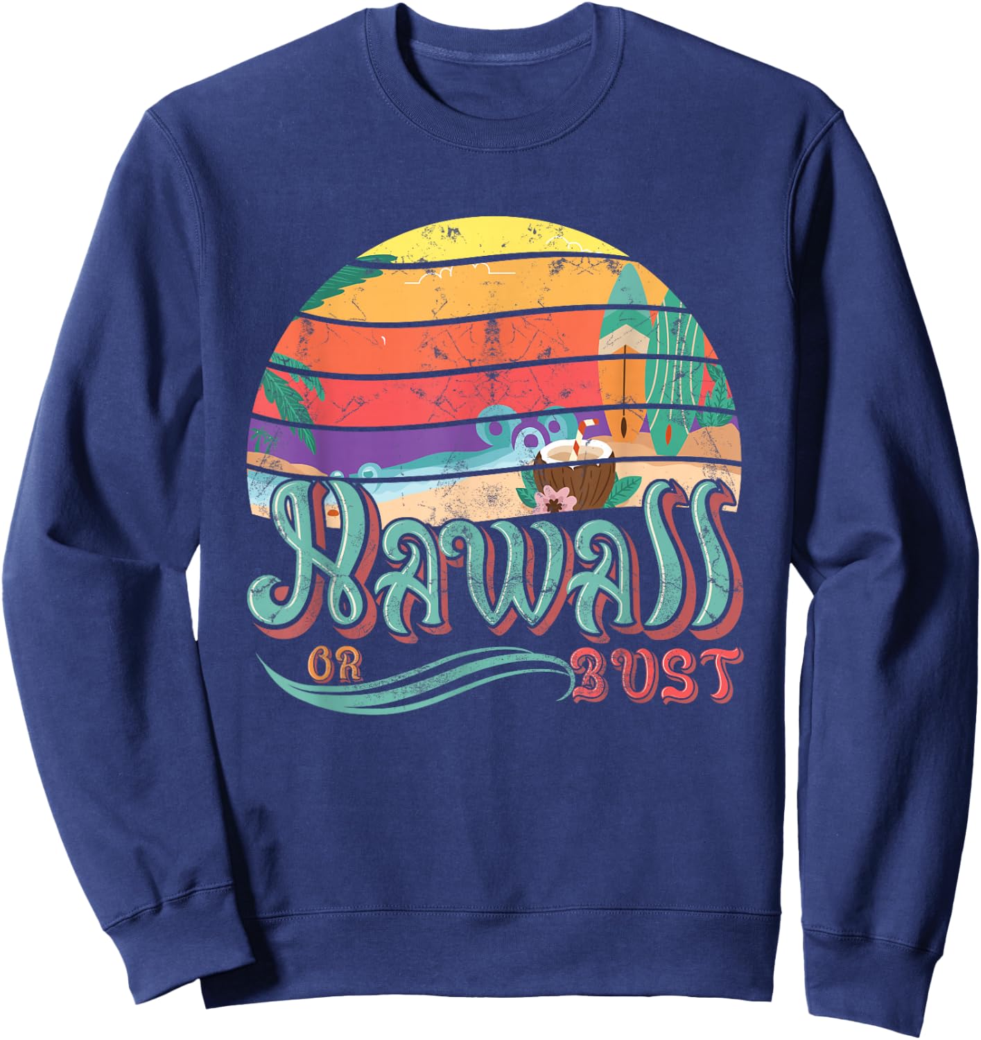 Hawaii Hawaiian Or Bust Family Summer Vacation Sweatshirt - Sweatshirt | Navy